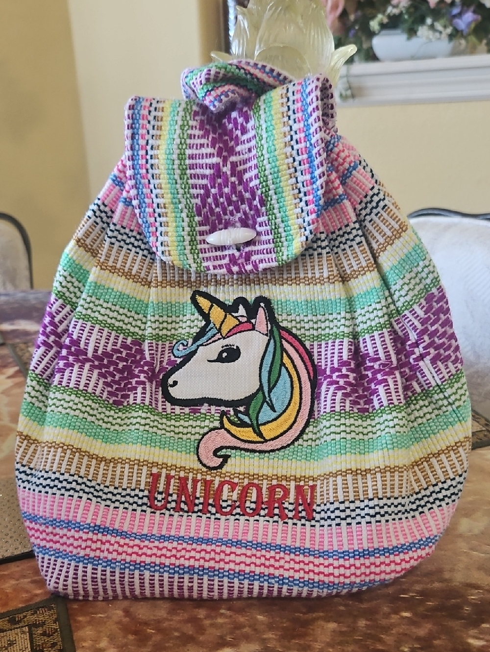 Unicorn Woven Back Pack Little Girls School Ready Multicolor Looks MEXICAN